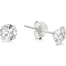 Altın Sepeti Gümüş Küçük Tektaş Küpe