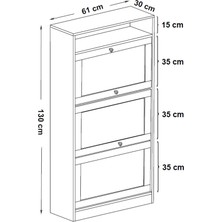 Dekorex AYK-103-BEYAZ -Düşer Kapaklı Ayakkabılık