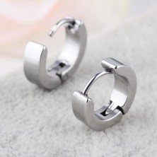 Takı Dükkanı Ince Düz Halka Unisex Erkek Çelik Küpe Çifti 3 mm 2 Renk Mse8