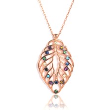 By Barun Yapraklı Renkli Kolye - Rose