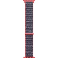 Microsonic Apple Watch Uyumlu Series 3 38mm Hasırlı Kordon Woven Sport Loop Koyu Pembe