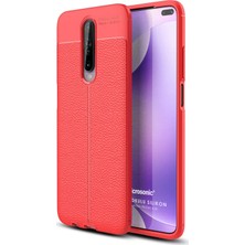 Microsonic Xiaomi Redmi K30 Kılıf Deri Dokulu Silikon Kırmızı