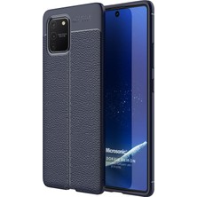 Microsonic Samsung Galaxy S10 Lite Kılıf Deri Dokulu Silikon Lacivert