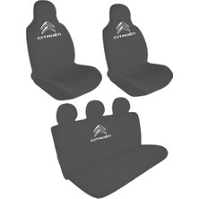 BT Citroen Logolu Ön-Arka Penye Oto Servis Kılıfı Gri