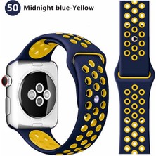 Schulzz Apple Watch Uyumlu Premium 2/3/4/5 38-40 mm Spor Delikli Silikon Kordon Gece Mavisi