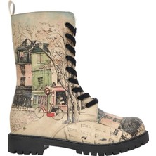 Kadın Vegan Deri Bej Fermuarlı Uzun Bot - Bonjour Paris Tasarım