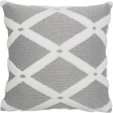 Hamur Bohem Özel Tasarım Punch Panç Desen Kırlent Kılıfı Bella Gri