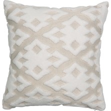 Hamur Özel Tasarım Jakar Desenli Dekoratif Yastık Kırlent Kılıfı Maldive Krem