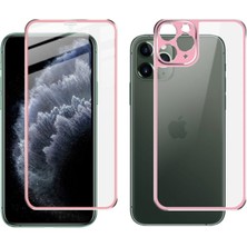 Ally iPhone 11 Pro Metal Çerçeve Ön Arka 3D Full Tempered Cam Koruyucu AL-31758 Rose Gold