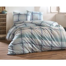 Taç Kristal Ranforce Nevresim Takımı Çift Kişilik Şimal Mavi