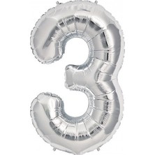 Elitetime Folyo Balon Rakam 3 16İnc Gümüş P1 - Ar4623G-3