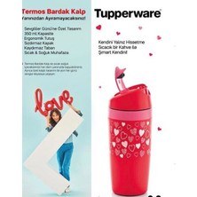 Tupperware Kalp Desenli Bardak Termos 350 ml Sızdırmaz Kapaklı