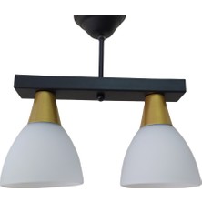 Mylight Moder Spor Ikili Yuvarlak  Siyah ve Gold Avize
