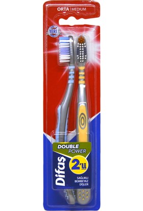 Difaş Orta Sert Double Power Diş Fırçası 2'li