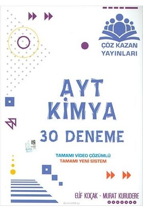 Çöz Kazan Yayınları AYT Kimya 30 lu Deneme Sınavı