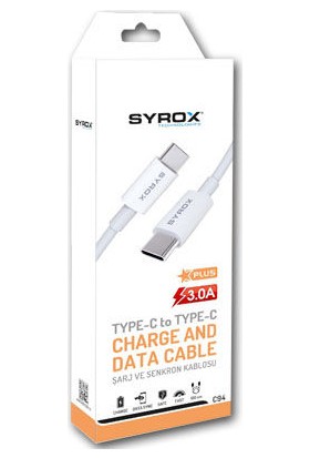 Syrox C94 3.0A Type-C To Type-C Data ve Şarj Kablosu