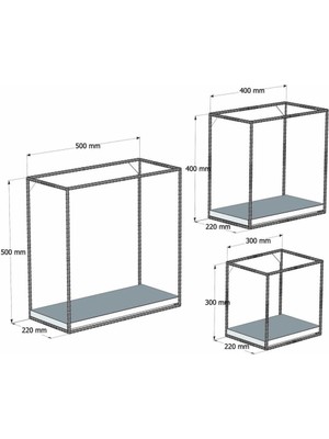 Umutpark Metal Ahşap 3 Lü Duvar Raf