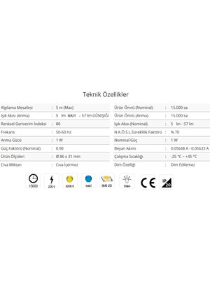 Cata Ct-5170 Sensörlü Ledli Koridor Armatür  Günışığı