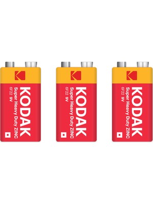 Kodak (1x3) 3 Adet Shrink Ambalaj Çinko Karbon 9 Volt Pil