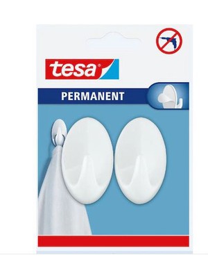 Tesa 66603 Kendinden Yapışkanlı Oval Plastik Beyaz Askı 2'li Paket