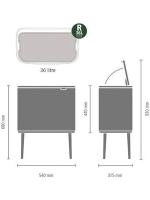 Brabantia Bo Touch Bin Dokunmatik Kapak Çöp Kutusu Matt Steel 36 lt