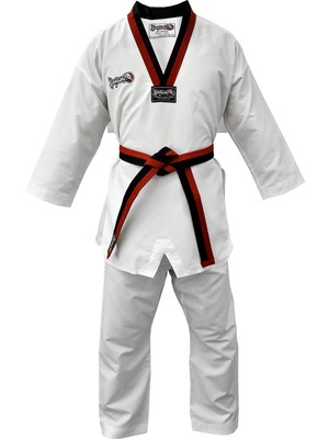 Dragon 13110 Pum Yaka - Siyah Kırmızı Yaka Taekwondo Elbisesi 160