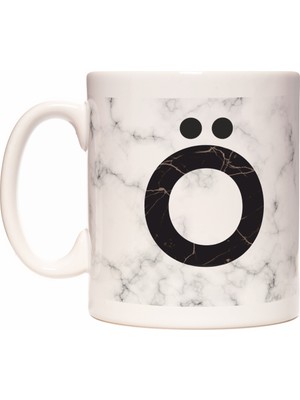 Rock'n Fox Baş Harf Ö Harfli Kişiye Özel Mermer Tasarımlı Kupa Bardak