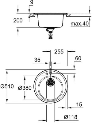 Grohe K200 Kuvars Kompozit Eviye 50 -C 51, Granit Siyah Rengi - 31656AP0