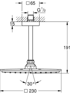 Grohe Rainshower Allure 230 Tepe Duşu Seti 154 mm, 1 Akışlı- 26065000