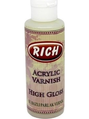Rich Su Bazlı Vernik 120 ml Yüksek Sertlikte Darbeye Dayanıklı Şeffaf High Gloss Parlak