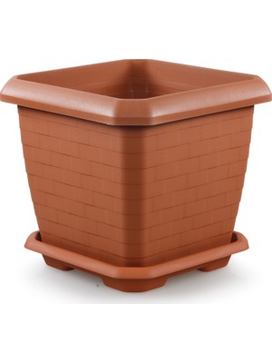 Serinova Hisar Kare Saksı 74,3 lt Kremit 4'lü