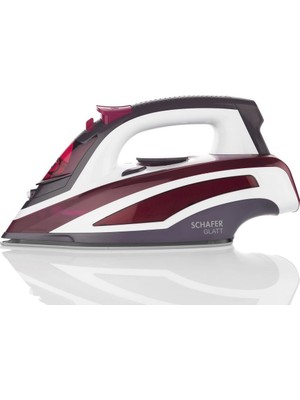 Schafer Glatt 2200 W Buharlı Ütü – Kireç Önleyici, Seramik Tabanlı, Dikey Buhar ve Ayarlanabilir Isı Ayarı, Bordo