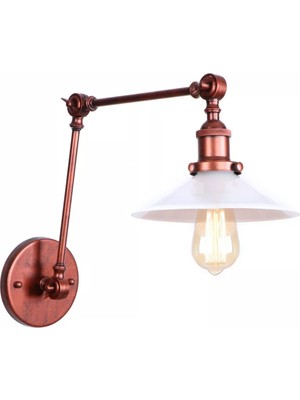 Riolight  Retro Bakır Eskitme Mafsalı Aplik Beyaz Metal Başlık