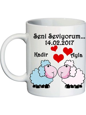 Biresimden Sevgililer Günü Aşık Kuzucuklar Isimli Kupa Bardak