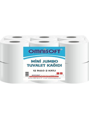 Omnisoft Mini Jumbo Tuvalet Kağıdı 12 Rulo 2 Katlı Ekstra Yumuşak ve Dayanıklı Kullanım