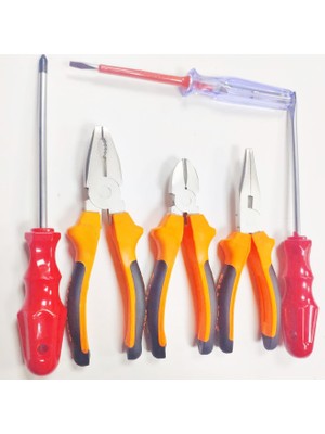 Makro Yapı Pense + Yan Keski + Karga Burun + Düz ve Yıldız Tornavida +Kontrol Kalemi 6'lı Set