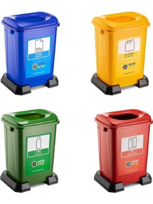 Şenyayla Sıfır Atık Geri Dönüşüm Çöp Kutusu Kovası 50 lt 4'lü