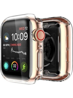 Case Street Apple Watch Uyumlu 4-5 44 mm Önü Kapalı Şeffaf Silikon Kılıf