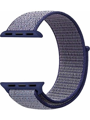 Markacase Apple Watch Uyumlu İçin 42 mm Spor Loop Dokuma Kordon Gece Mavisi