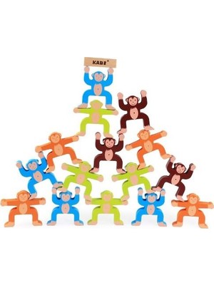 Woody Life Ahşap Çocuk Oyuncak Maymun Denge Blokları Oyunu Montessori