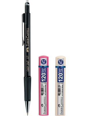 Faber-Castell Versatil Kalem 0.7 Siyah Ergonomik Tasarım ile 2 Adet Uç Setiyle