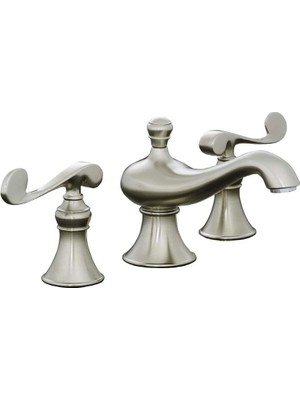 Kohler Revival Scroll Handle 3 Delikli Lavabo Bataryası Brushed Nikel