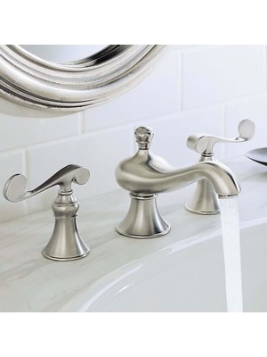 Kohler Revival Scroll Handle 3 Delikli Lavabo Bataryası Polished Krom