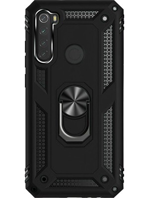 Microcase Xiaomi Redmi Note 8 Anka Serisi Yüzük Standlı Armor Kılıf - Siyah