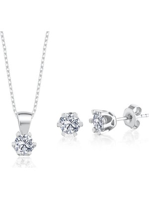 Mia Vento 1.20 Karat Effective Diamond Masalsı Parıltı Ikili Tektaş Gümüş Set