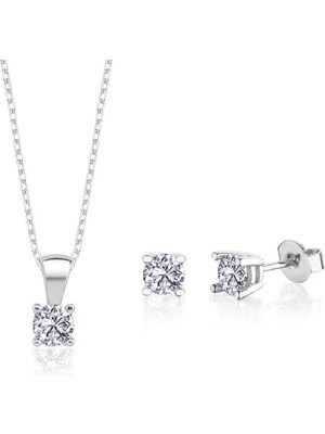 Mia Vento 1.20 Karat Effective Diamond Işıltılı Dokunuş Ikili Tektaş Gümüş Set