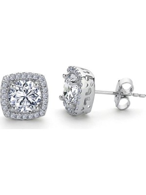 Mia Vento 1.00 Karat Kare Tektaş Gümüş Küpe