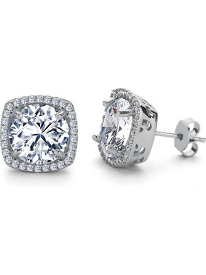 Mia Vento 3.00 Karat Kare Tektaş Gümüş Küpe