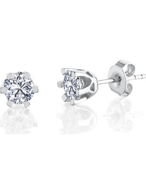 Effective Diamond 0.80 Karat Effective Diamond Masalsı Parıltı Tektaş Gümüş Küpe