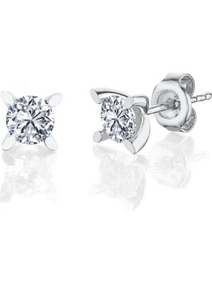 Effective Diamond 1.00 Karat Effective Diamond Markiz Esinti Tektaş Gümüş Küpe